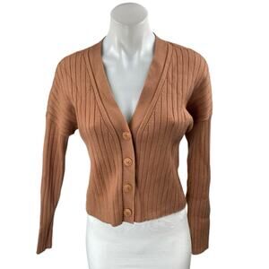 Abercrombie & Fitch Brown Long Sleeve Ribbed Knit Button Up Cardigan Sweater S